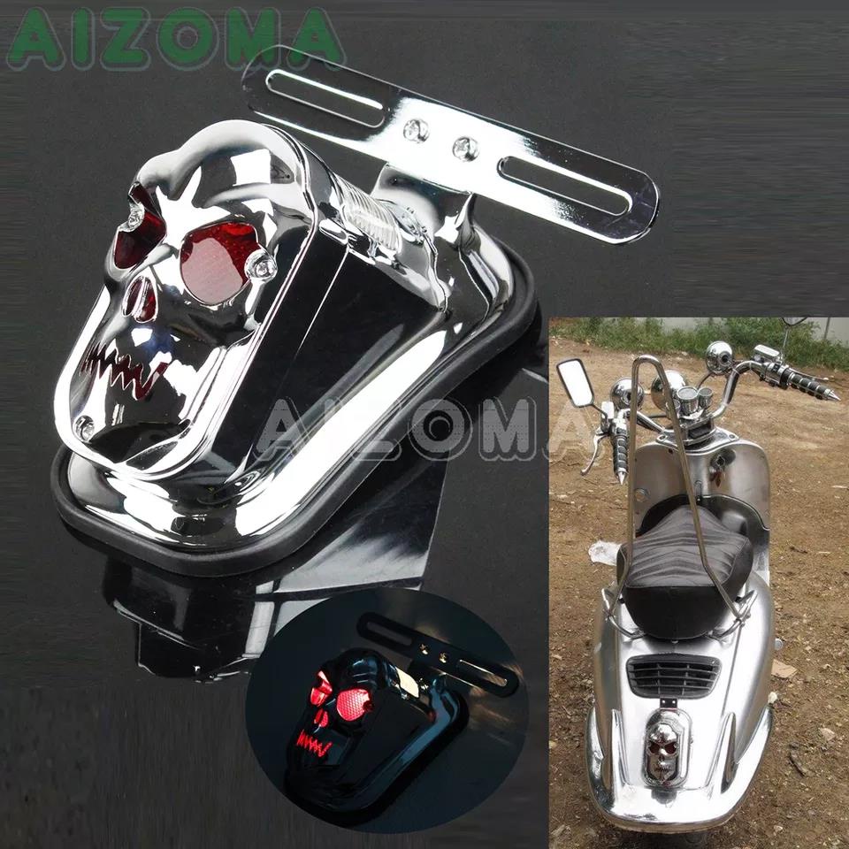 Motorcycle Aluminum Rear Fender Skull Taillight For Harley Chopper ...