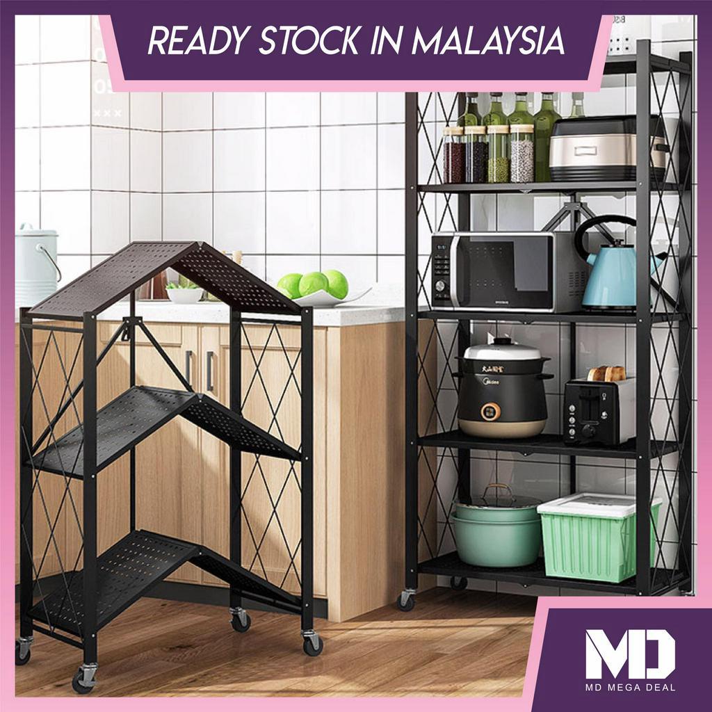 《Mega Deal》Foldable Rack Mobile Storage Rack Kitchen Organizers Home ...