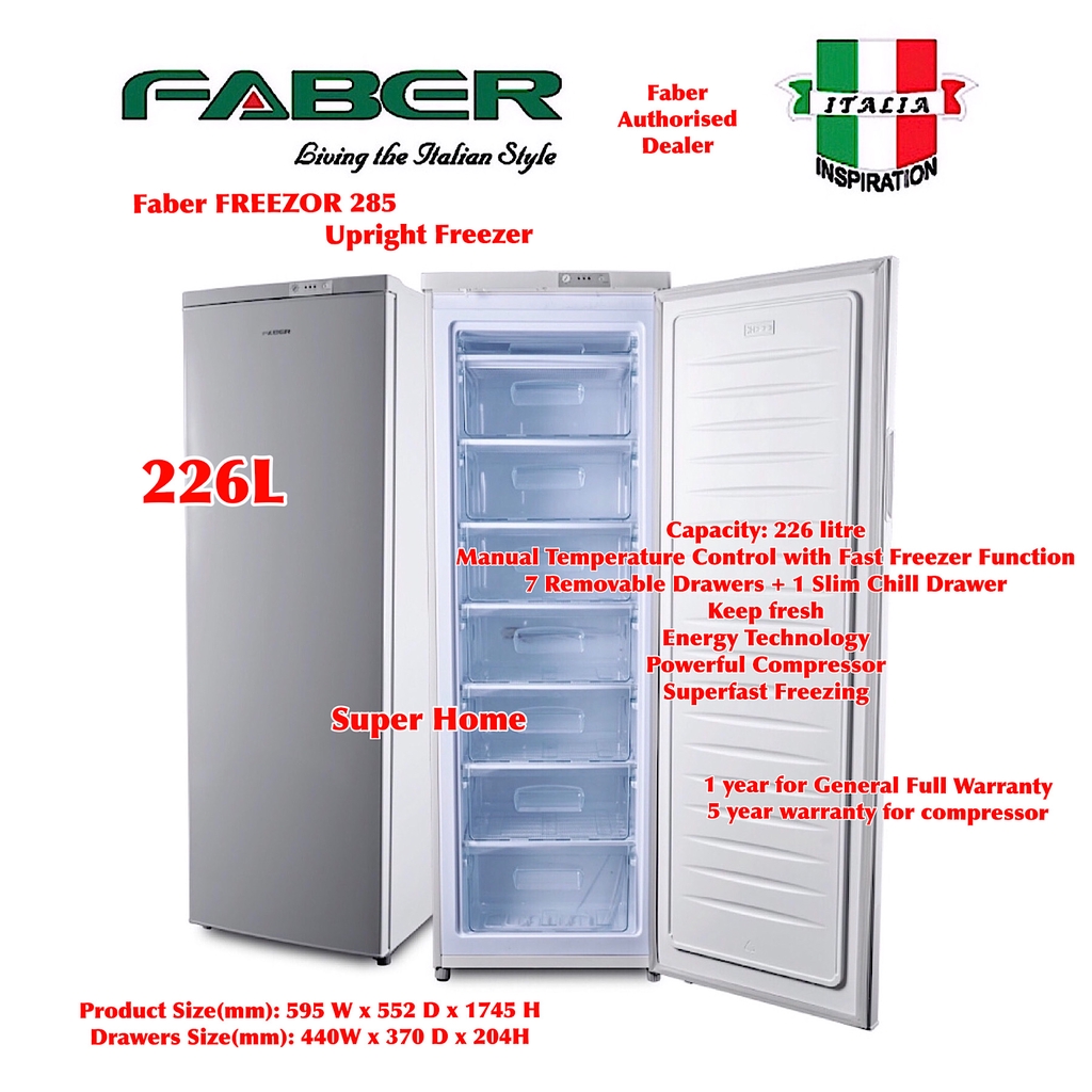 Faber FREEZOR 285 Upright Freezer (226L) | Shopee Malaysia