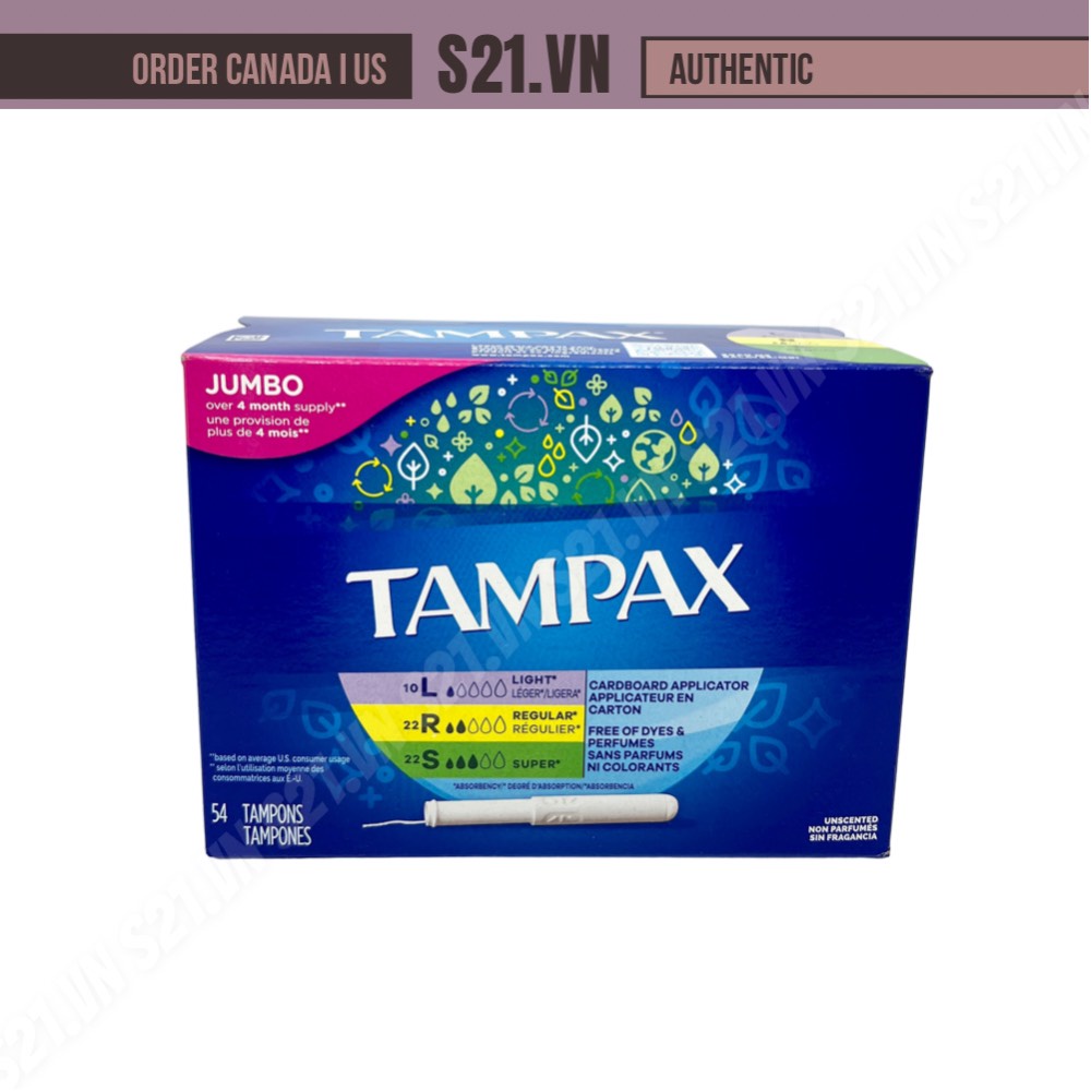 Tampon Tampax Tampax Tampons Cacton Cardboard Applicator 54 Pieces Mix
