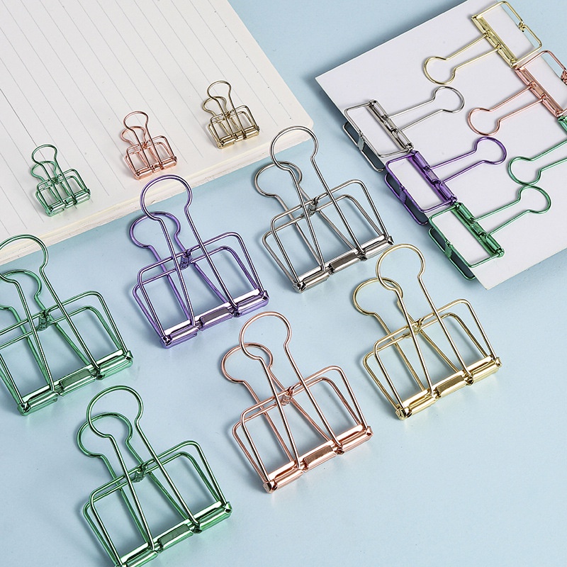 Hollowed Out Design Metal Binder Clip Long Tail Clips Hand Book Folder ...