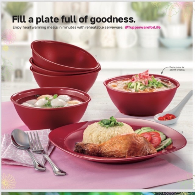 💥Ready stock 💥Tupperware Raya blossom bowl 700ml / plate (sell loose ...