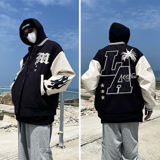 Hip Hop Baseball Jacket Coat Men Tiger Head Letter Embroidery