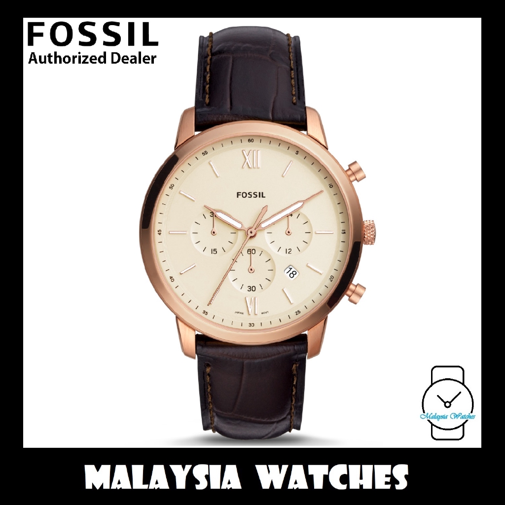 OFFICIAL WARRANTY Fossil Men s FS5558 Neutra Chronograph Brown Croco Leather Watch 2 Years Fossil Warranty Shopee Malaysia