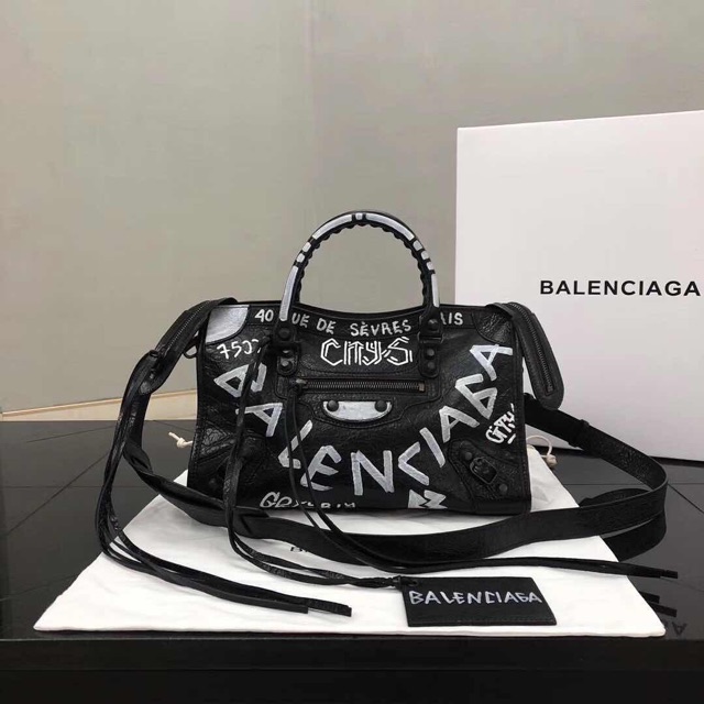 Balenciaga Classic City AJ Small Graffiti Satchel Bag