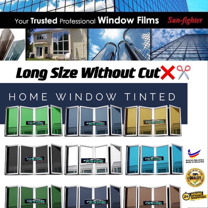 【1ROLL NO CUT】Long Size Without CutUV 2PLY MALAYSIA Tinted Building&Car ...