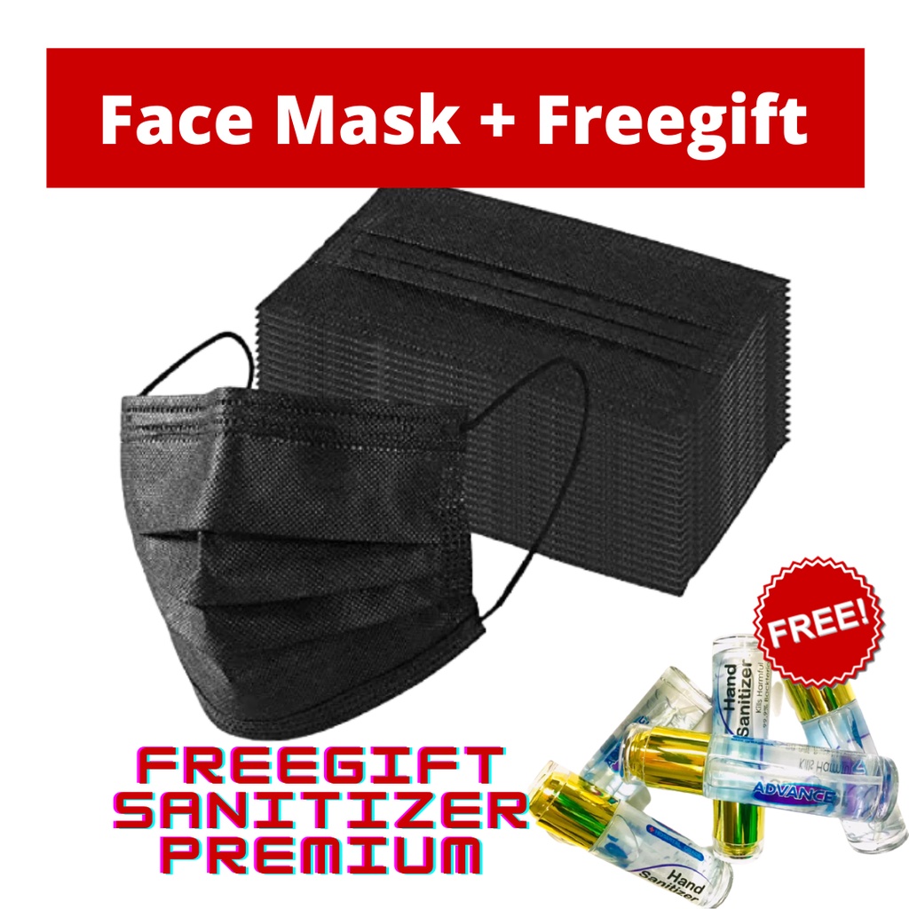 50pcs Full Black colour 3ply Face mask Non Medical Disposable Mask full ...
