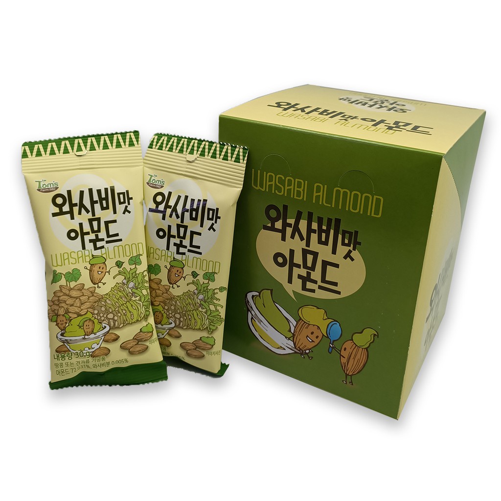 HBAF Tom's Farm Wasabi Almond 30gm X 12packs Made In Korea Shopee