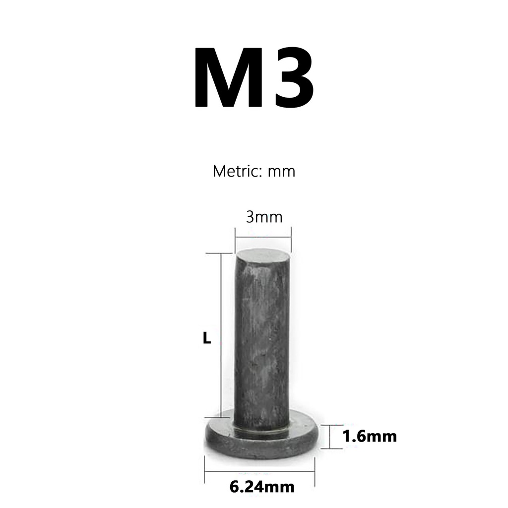Iron Flat Head Rivet M2 M3 M4 M5 M6 M8 M10 Diameter Size Solid