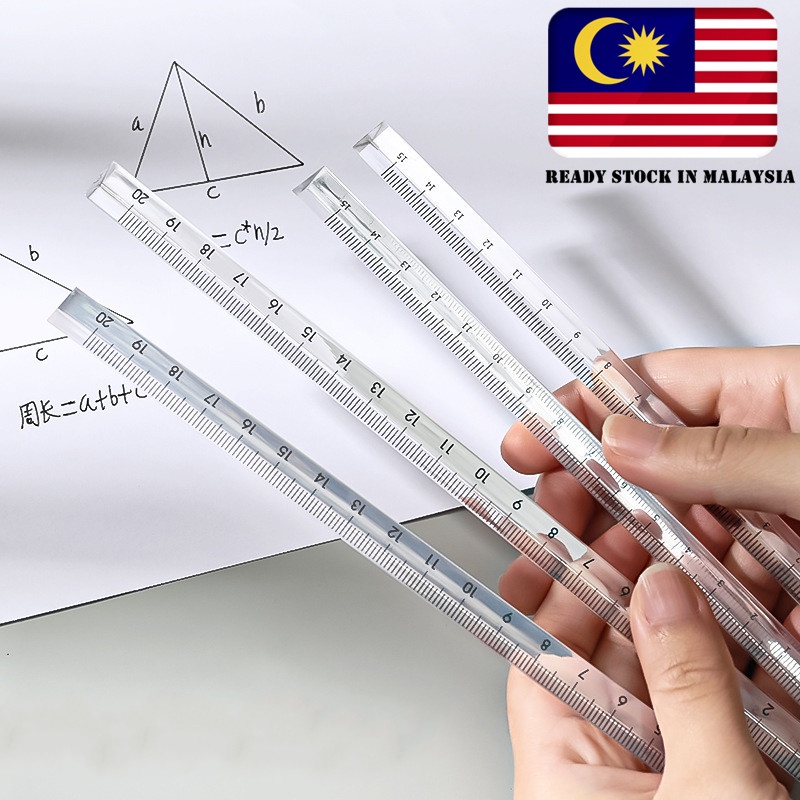 INS Minimalist Style Transparent Triangular Prism Ruler Scale 15cm