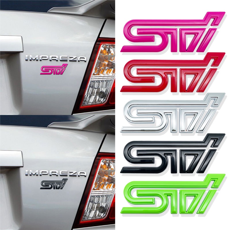 3D Auto Accessories Chrome Metal Sticker STI Tail Emblem Badge Rear ...