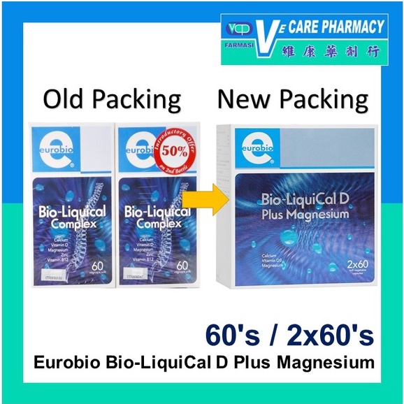Eurobio Bio-LiquiCal D Plus Magnesium 60's/2X60's (Exp: 01/2027 ...
