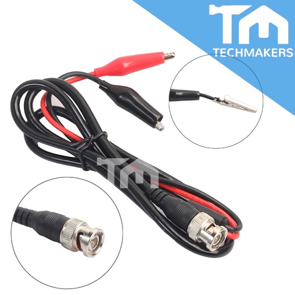 BNC Male Plug to Dual Alligator Clip Oscilloscope Test Probe Lead Cable 1m
