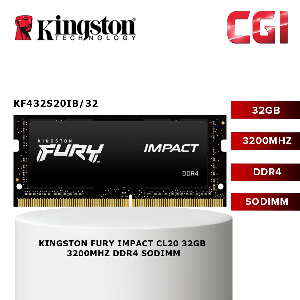 Kingston 32GB FURY Impact DDR4 3200 MHz SO-DIMM KF432S20IBK2/32