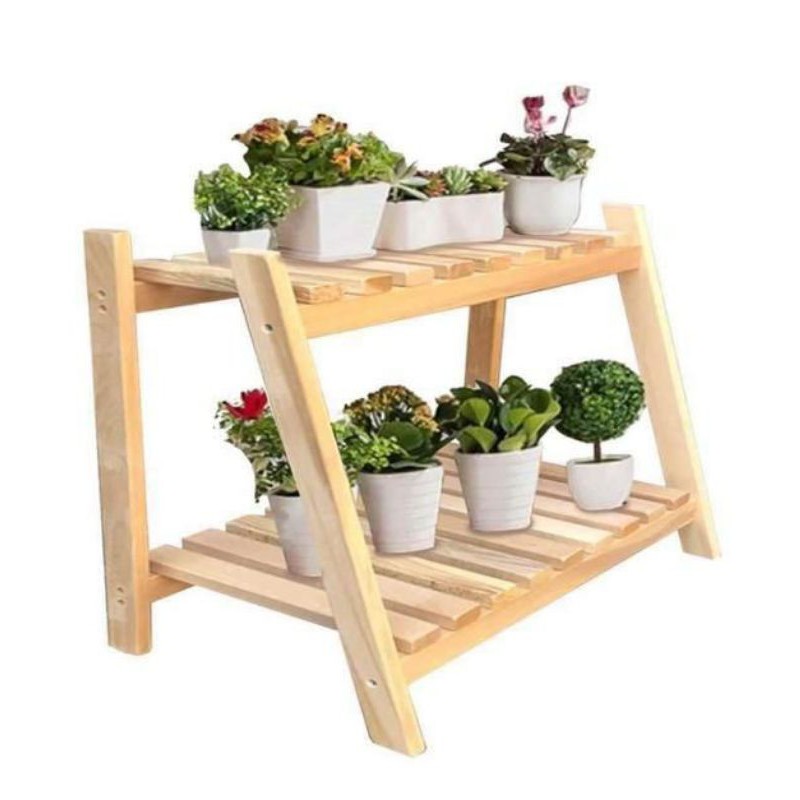 KAYU 2 tier pine wood flower rack shoe rack, wooden flower stand ...