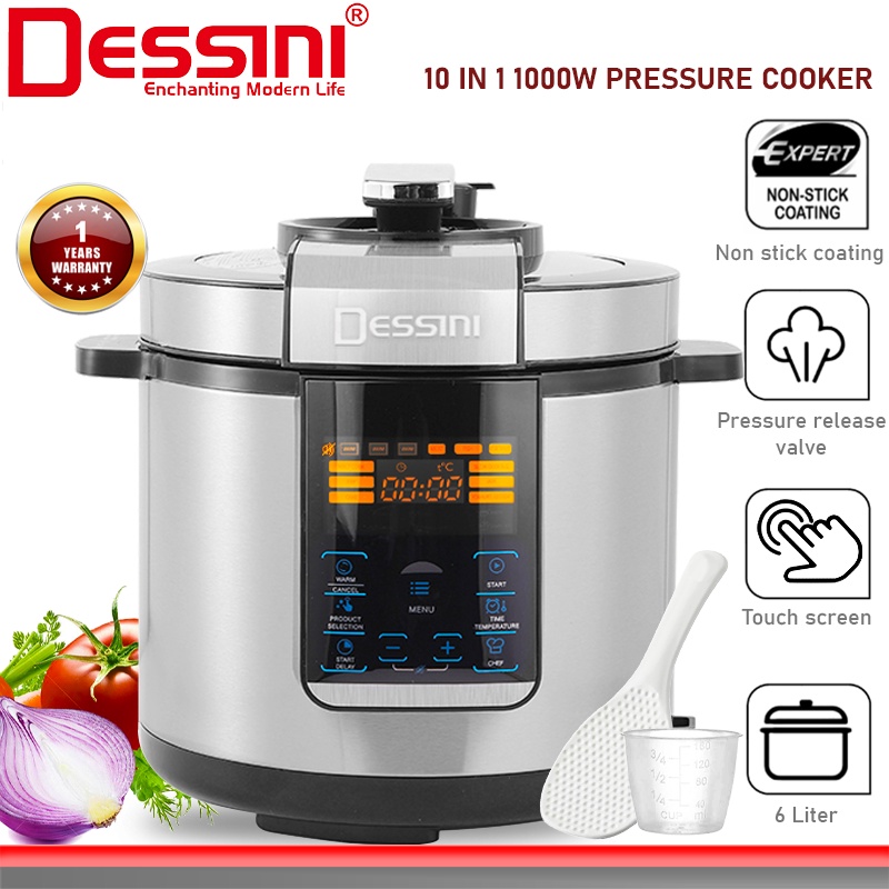 DESSINI ITALY 14 IN 1 Electric Digital Pressure Cooker Non-stick ...
