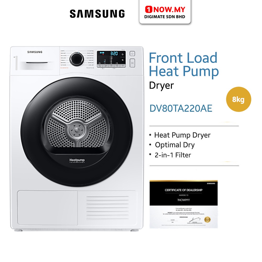 SAMSUNG 8kg Heat Pump Dryer DV80TA220AE (with 2in1 Filter) Shopee