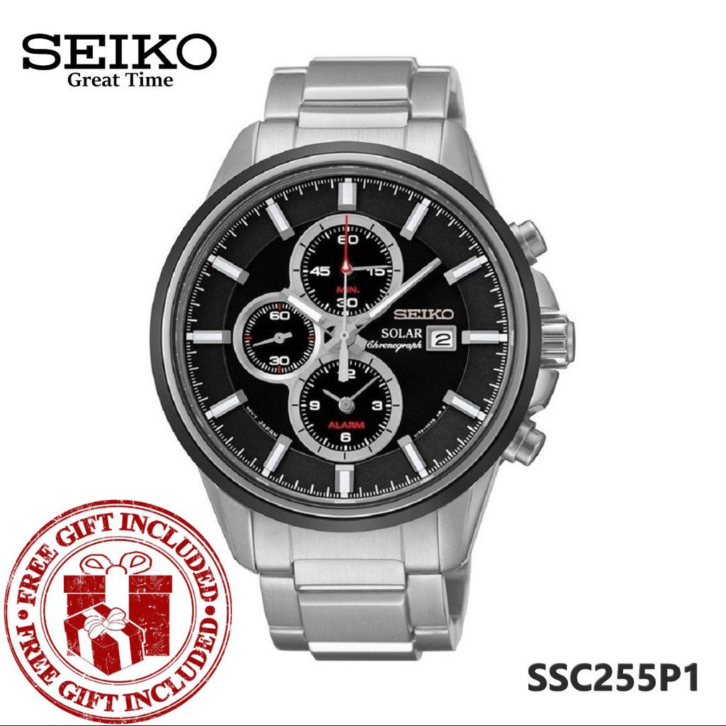 Seiko Solar Chronograph Ssc255p1 Mens Stainless Steel Watch Shopee Malaysia 1400