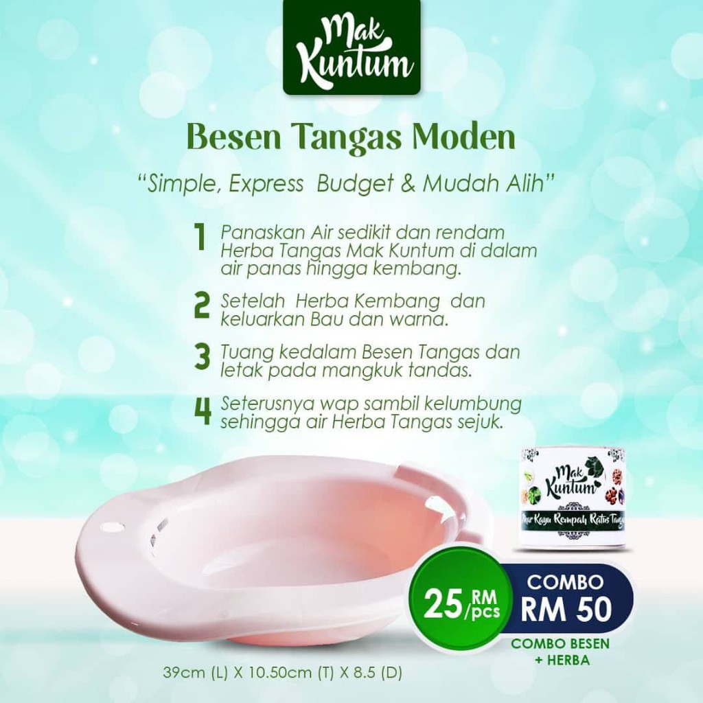 MAK KUNTUM Set Berpantang Ibu Bersalin Besen Tangas Kain Jerut