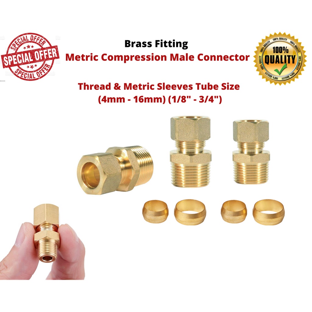 [READY STOCK-KL] Metric Compression Male Connector Brass Pipe Fitting ...