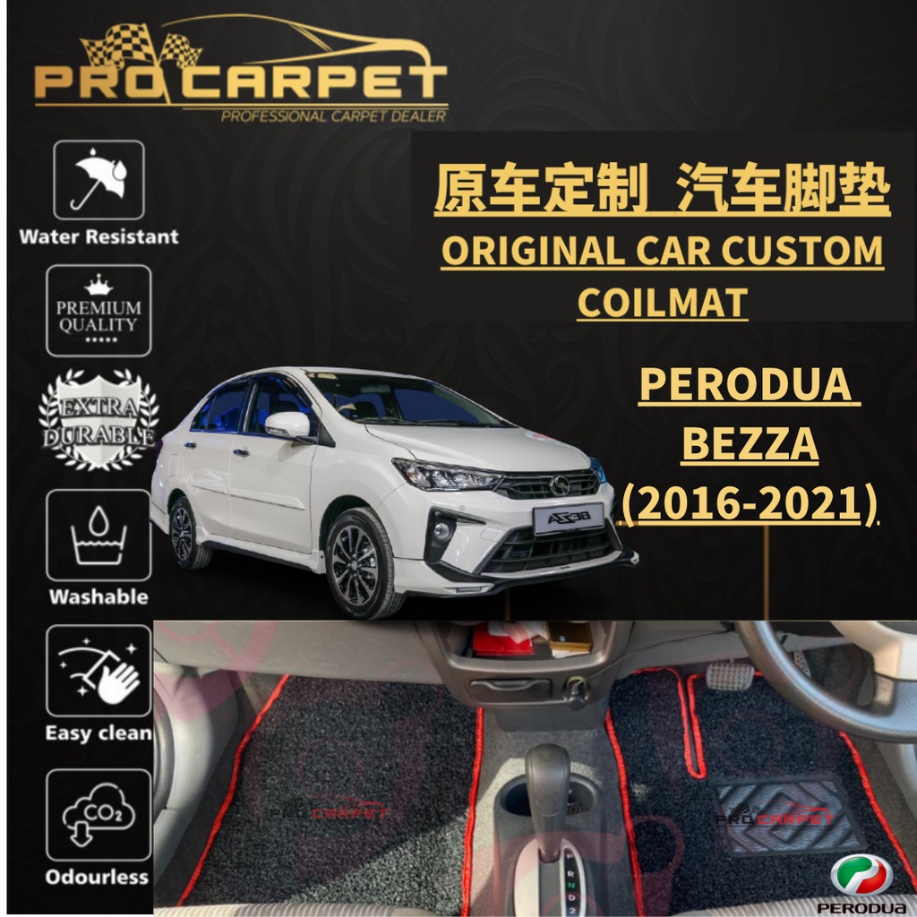 PERODUA BEZZA (2016 - 2021) CAR COIL MAT KARPET KERETA 15MM PRE CUT ...