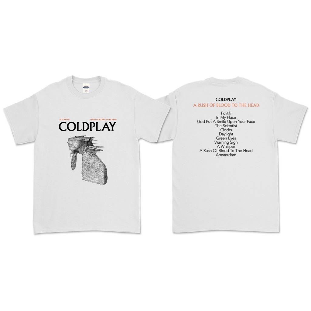 COLDPLAY - A RUSH OF BLOOD TO THE HEAD 20 YEARS ANNIVERSARY T-SHIRT ...
