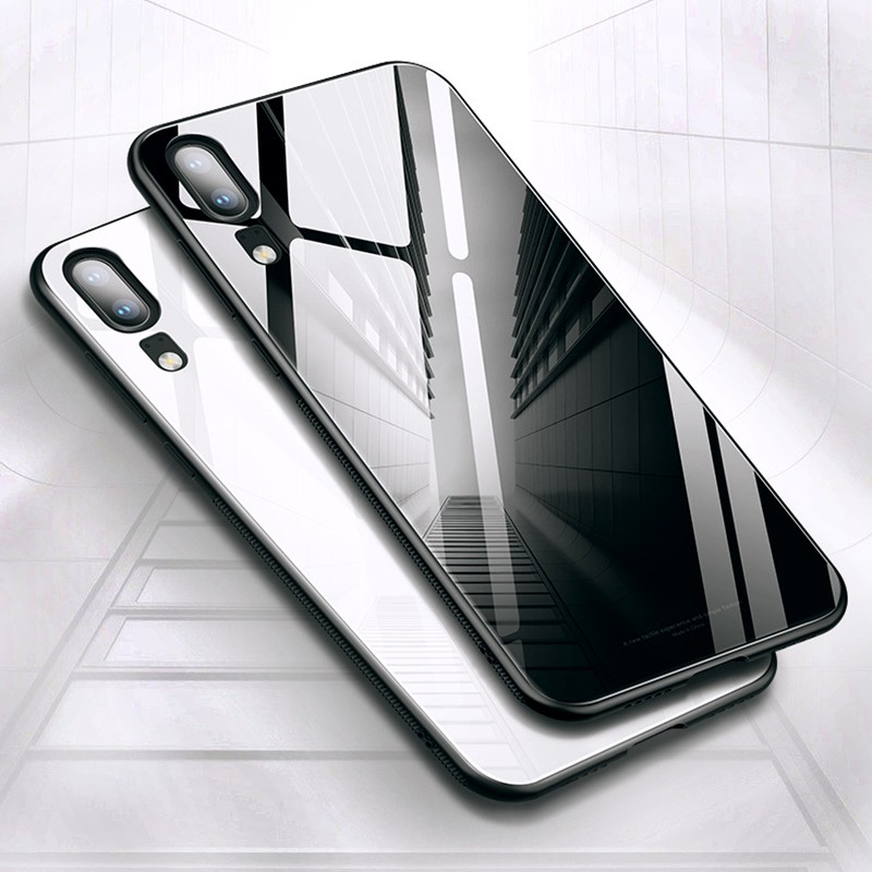 Huawei P20 P20 Pro Tempered Glass Back Cover Full Protection Black