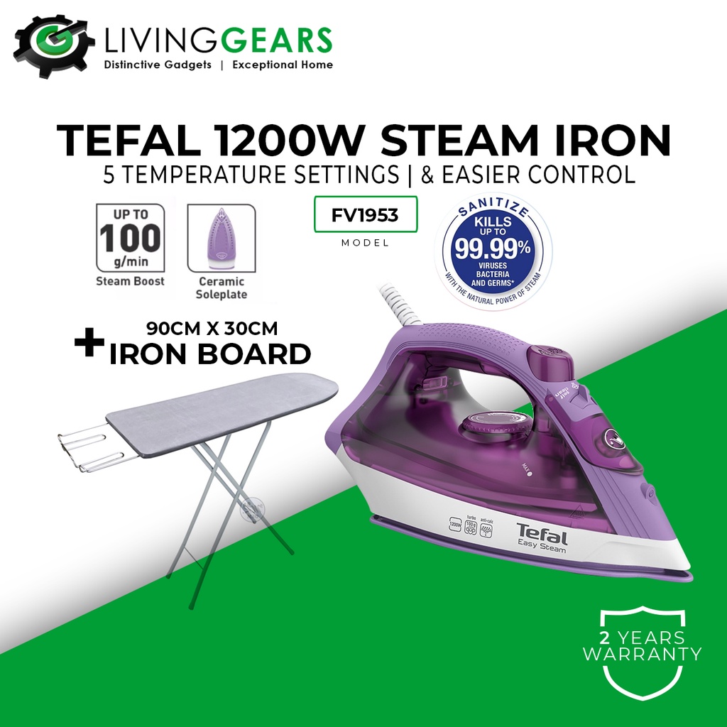 Tefal Easy Steam FV1953 Steam Iron 5 Steam Settings (1200W) Shopee