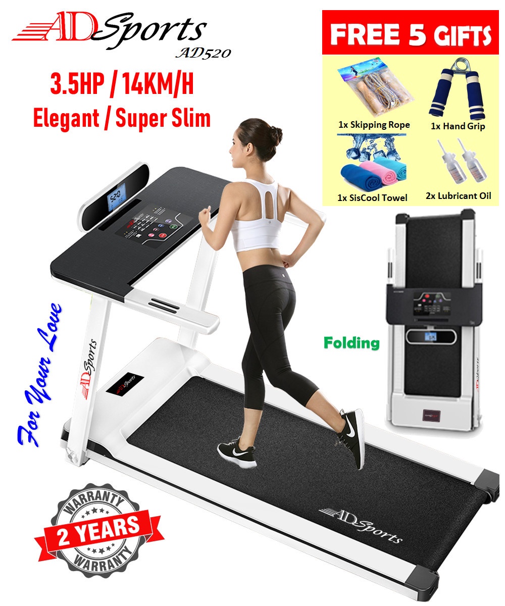 ADSports AD520 Luxury 3.5HP 16CM Super Slim 58CM Running Platform Home Exercise Gym Fitness Electric Motorized Treadmill Shopee Malaysia