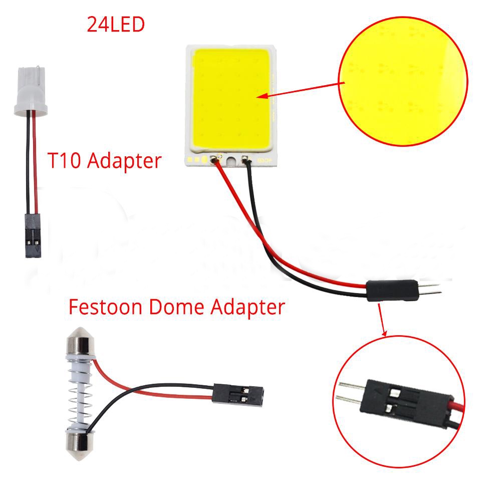 Car Interior LED Dome Light Reading Lights T10 W5W Festoon Adapter LED ...