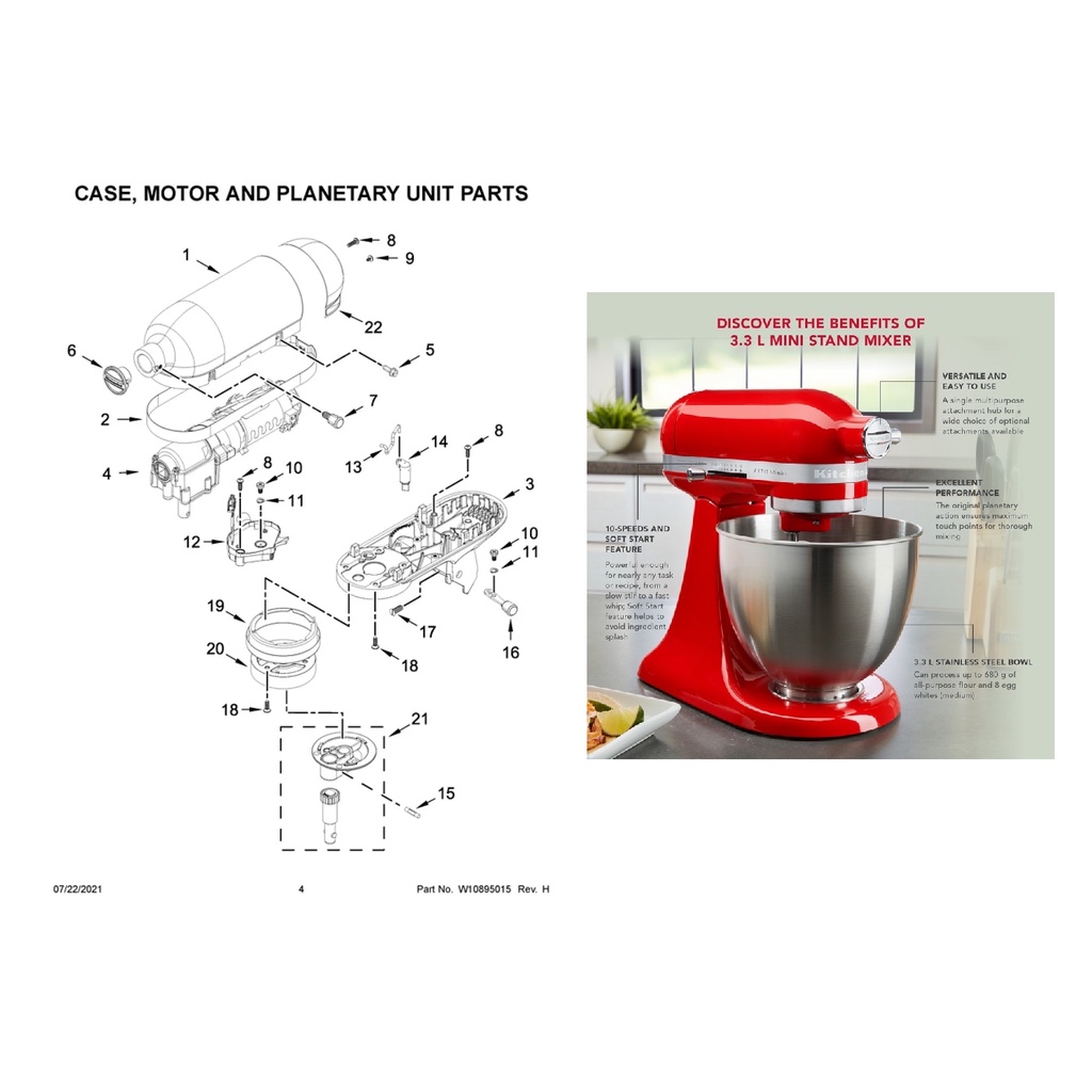 Kitchenaid 3.3L mini stand mixer Original Parts | Shopee Malaysia