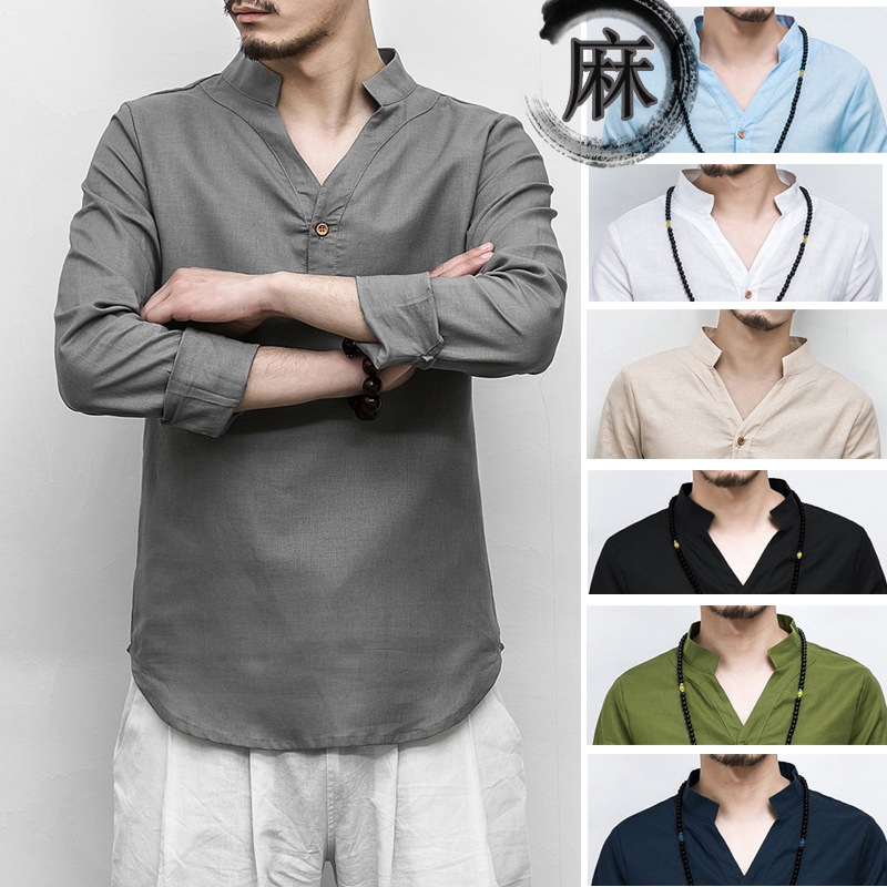 v neck collar shirt mens