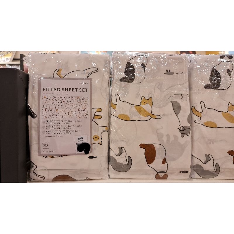 Kaison Cute Cat Fitted Sheet Set (Bedsheet Corak Cat/kitten/meow/kucing