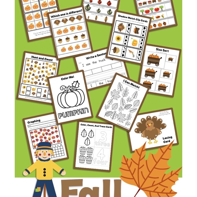 Autum Fall Activity Book Autum Busy Book Kindergarten Activity Book ...