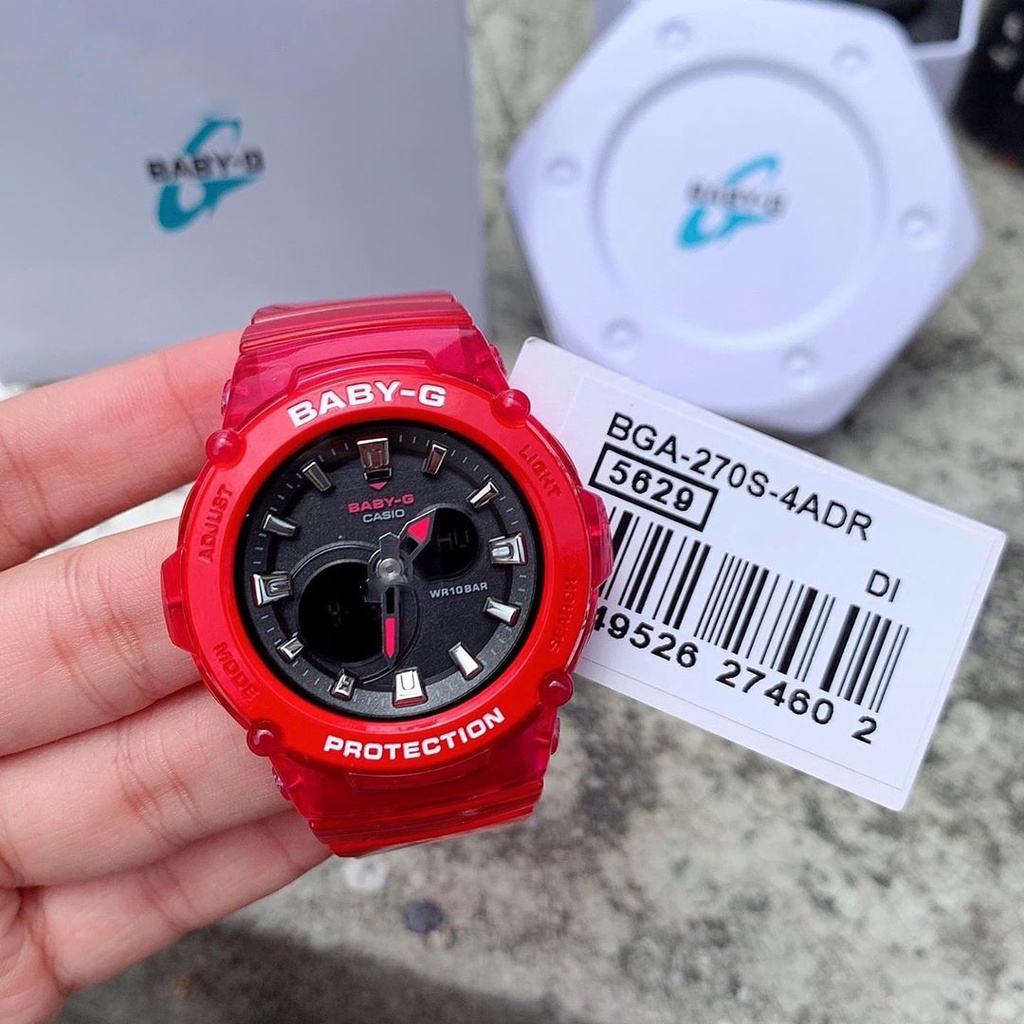 OFFICIAL WARRANTY Casio Baby G BGA 270S 4A Analog Digital Black Dial Red Semi Transparent Resin Watch BGA270S BGA 270S Shopee Malaysia