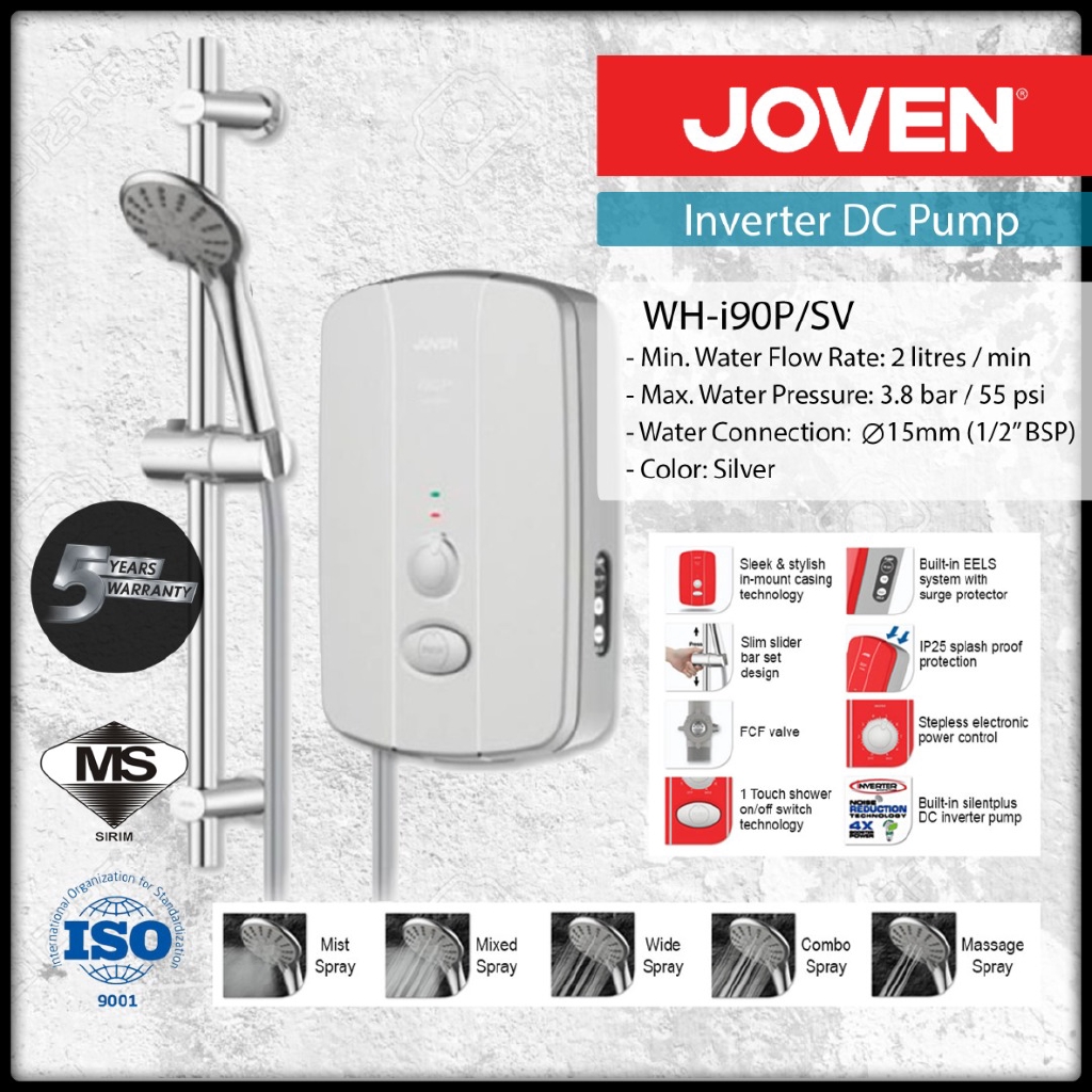 Joven Water Heater i90P With SilentPlus DC Inverter Pump (Black/White ...