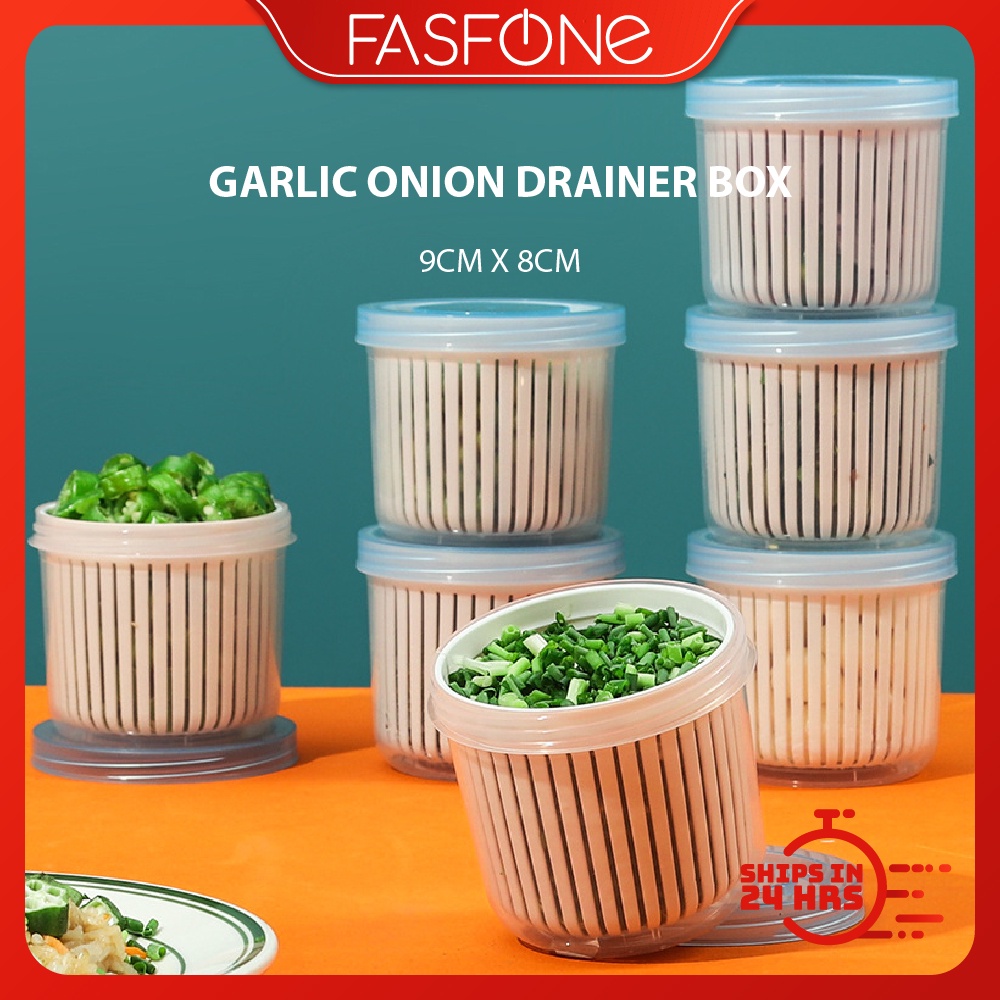 Kitchen Fridge Organizer Round Food Storage Garlic Onion Ginger Drainer ...