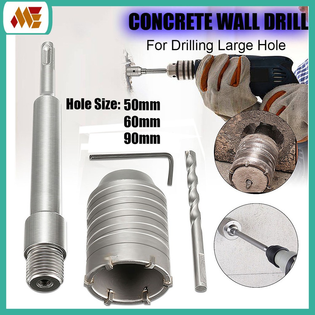 Concrete Cement Wall Hole Saw Drill Bit SDS Shank Rod Wrench Tool Kit ...