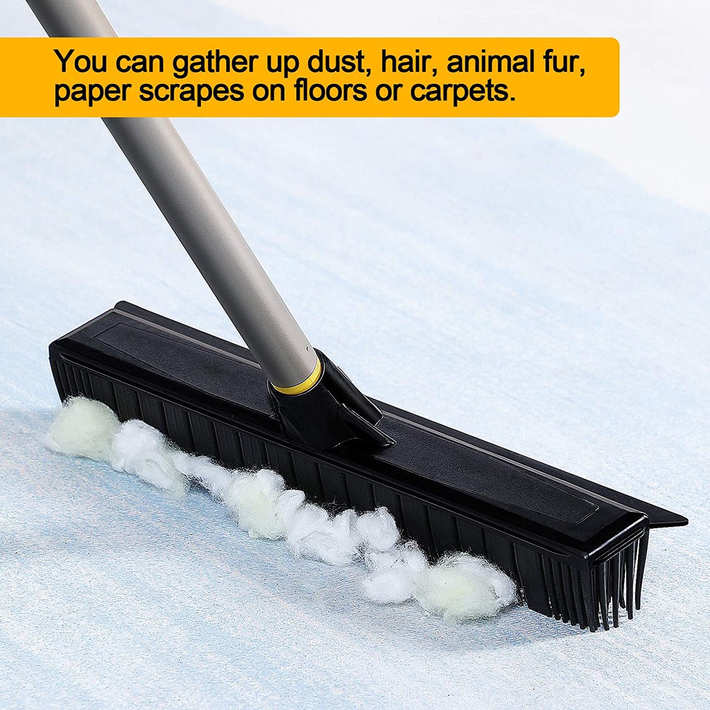 Broom Pet Hair Fur Removal Broom Soft Bristle Push Broom with Squeegee