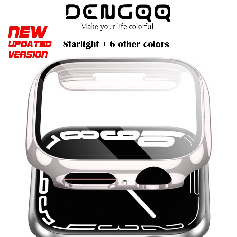 DENGQQ Hard PC Watch Case 45mm 41mm with Tempered Glass Screen
