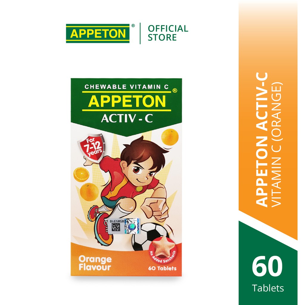 APPETON ACTIV-C - Tablet Vitamin C 100mg untuk Kanak-Kanak 7-12 Tahun ...