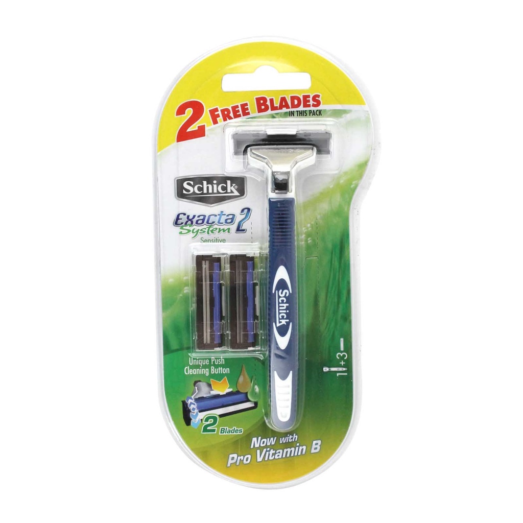 Schick Exacta 2 System Sensitive Inclusive Razor Free 2 Blades | Shopee ...