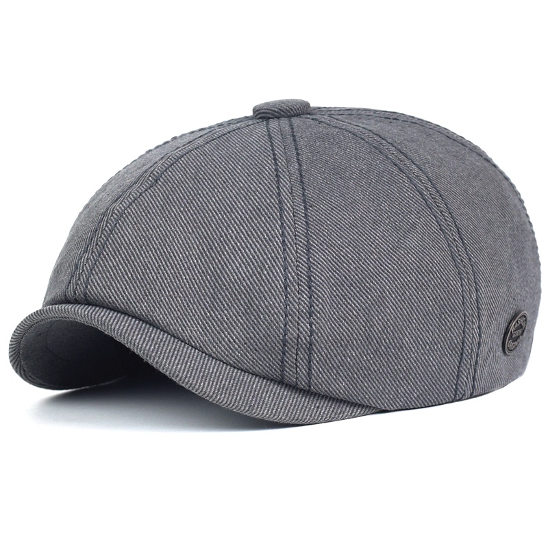Unisex Solid Cotton Newsboy Caps Four Seasons Octagonal Hat Casual ...