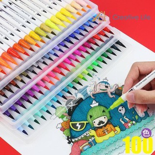 24-100 Colors Art Markers Set, Dual Tips Coloring Brush Fineliner Color  Marker Pens, Water Based Marker for Calligraphy Drawing Sketching Coloring