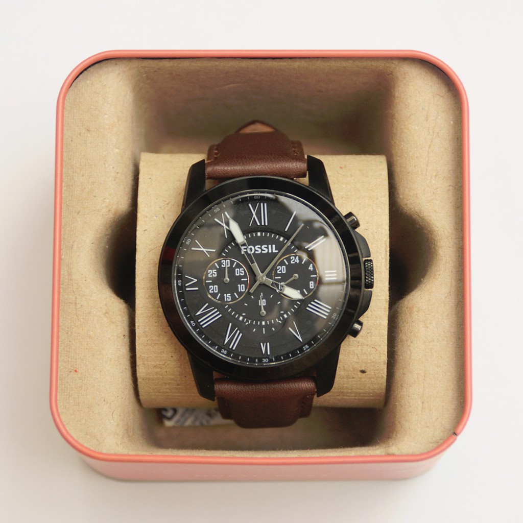 FOSSIL GRANT CHRONOGRAPH BLACK DIAL BROWN LEATHER MEN S WATCH FS4885 Shopee Malaysia