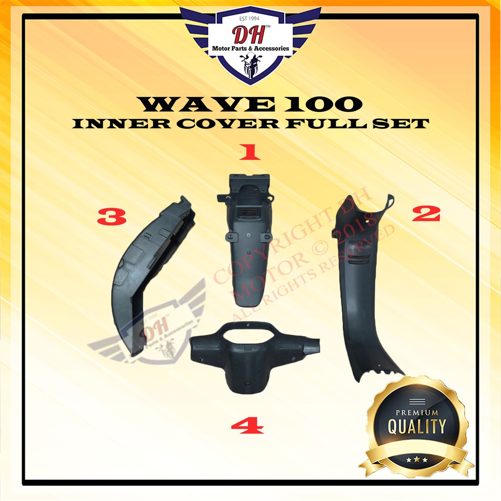 WAVE 100 HONDA MATT BLACK INNER COVER FULL SET (1-4) (WAVE100) | Shopee ...