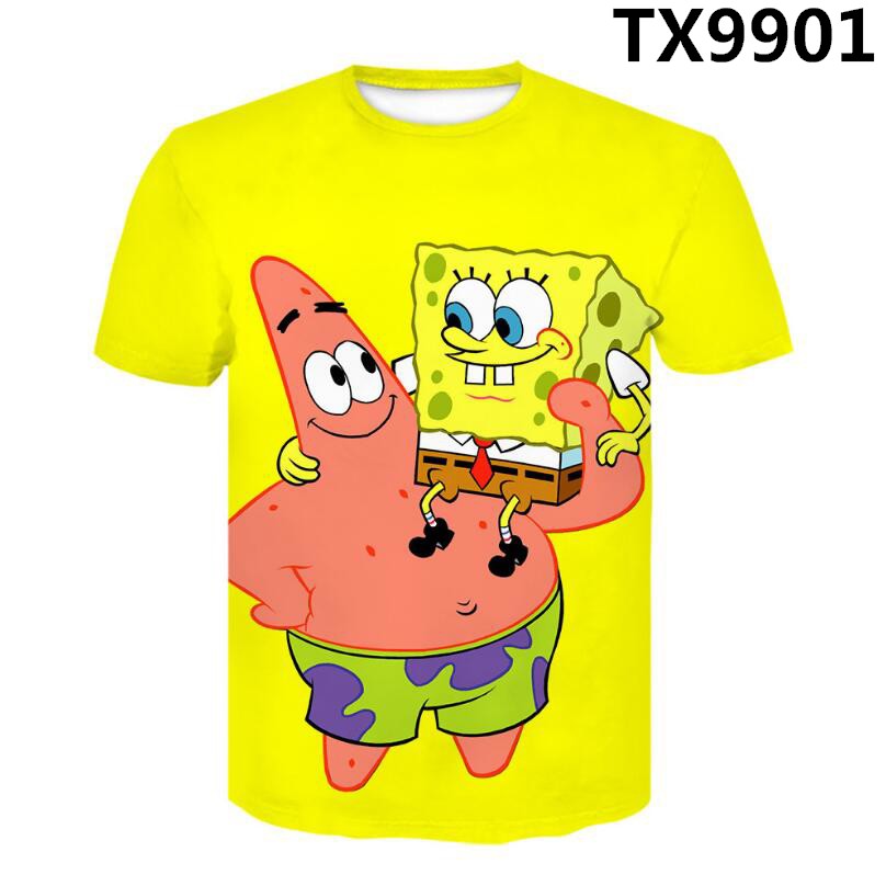 3D Printed Fun SpongeBob SquarePants Painting T shirt casual