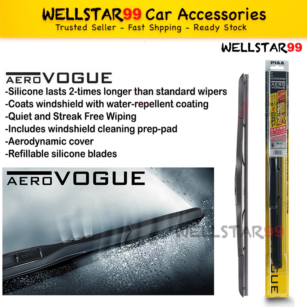 MADE IN JAPAN PIAA AERO VOGUE SILICONE WINDSHIELD WIPER BLADES 17 17 SET