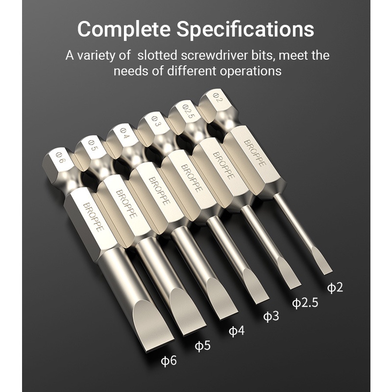 6Pcs Magnetic Screwdriver Slotted Tip Flat Head Drill Bit 2.0 6.0mm S2 Steel 1 4 Hex Shank Slot Screw Driver Bits Set Shopee Malaysia