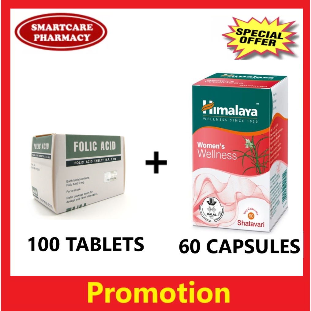 Himalaya Shatavari Women's Wellness 60'S + Folic Acid (100 Tablets ...